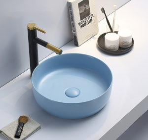 Swiss Aqua Technologies Vasque à poser Infinitio 39 x 39 x 12 cm sans trop-plein, bleu mat (SATINF3939LBLM)