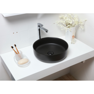 Swiss Aqua Technologies Vasque à poser Infinitio 39 x 39 x 12 cm sans trop-plein, noir (SATINF3939BKM)